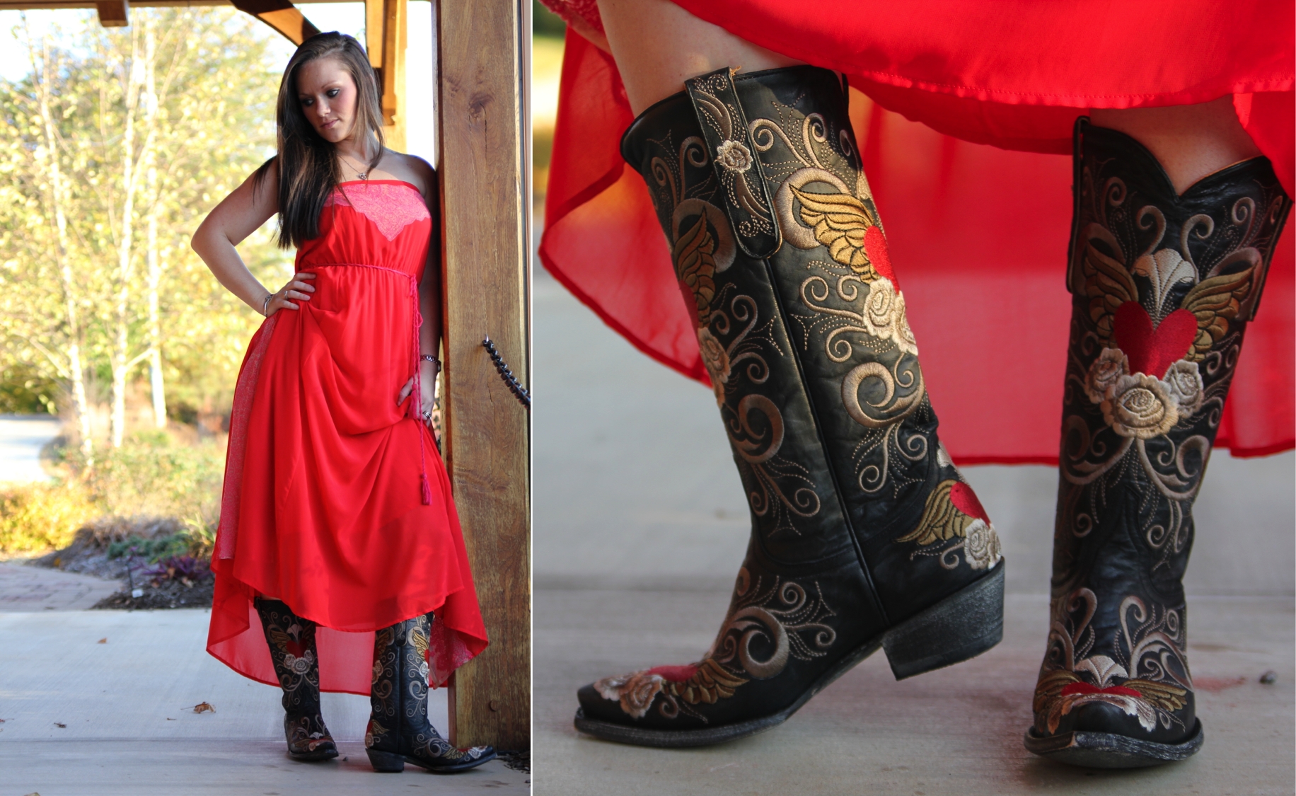 maxi dress and cowboy boots
